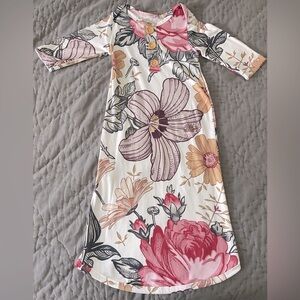 Floral Baby Sleep Gown Long Sleeve 100% Cotton Size 60 approx 3-6 Months